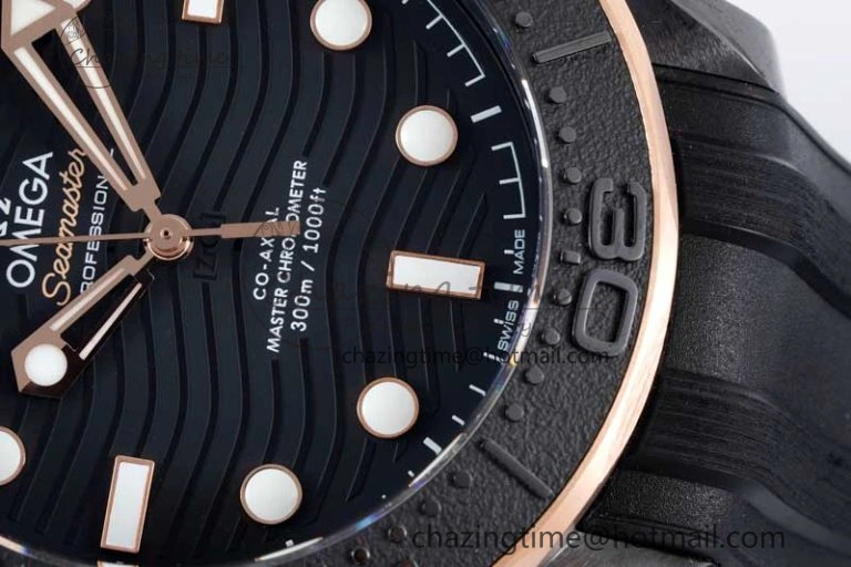 Seamaster Diver 300M ORF 1:1 Best Edition Black Ceramic Black Dial on Black Rubber Strap A8806