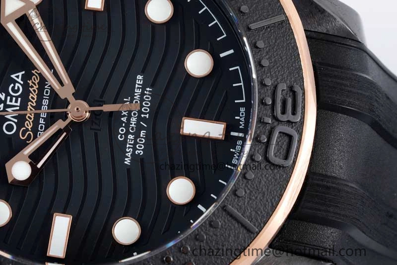 Seamaster Diver 300M ORF 1:1 Best Edition Black Ceramic Black Dial on Black Rubber Strap A8806