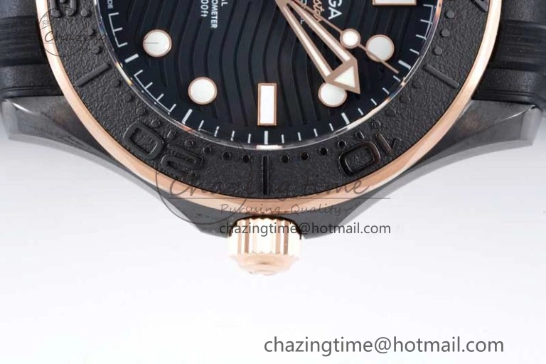 Seamaster Diver 300M ORF 1:1 Best Edition Black Ceramic Black Dial on Black Rubber Strap A8806