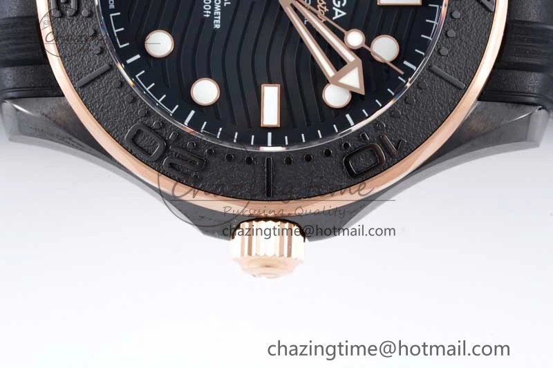 Seamaster Diver 300M ORF 1:1 Best Edition Black Ceramic Black Dial on Black Rubber Strap A8806