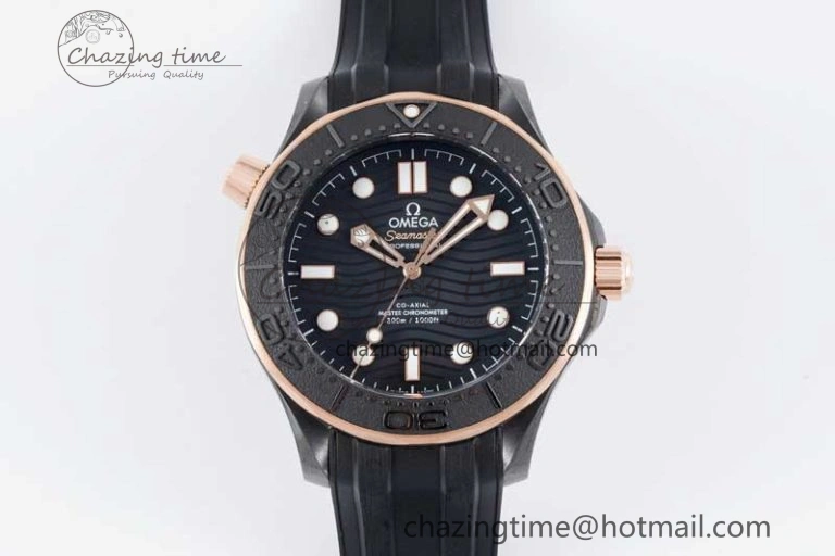 Seamaster Diver 300M ORF 1:1 Best Edition Black Ceramic Black Dial on Black Rubber Strap A8806