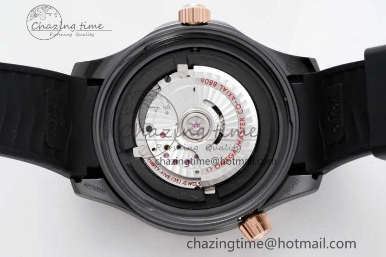 Seamaster Diver 300M ORF 1:1 Best Edition Black Ceramic Black Dial on Black Rubber Strap A8806