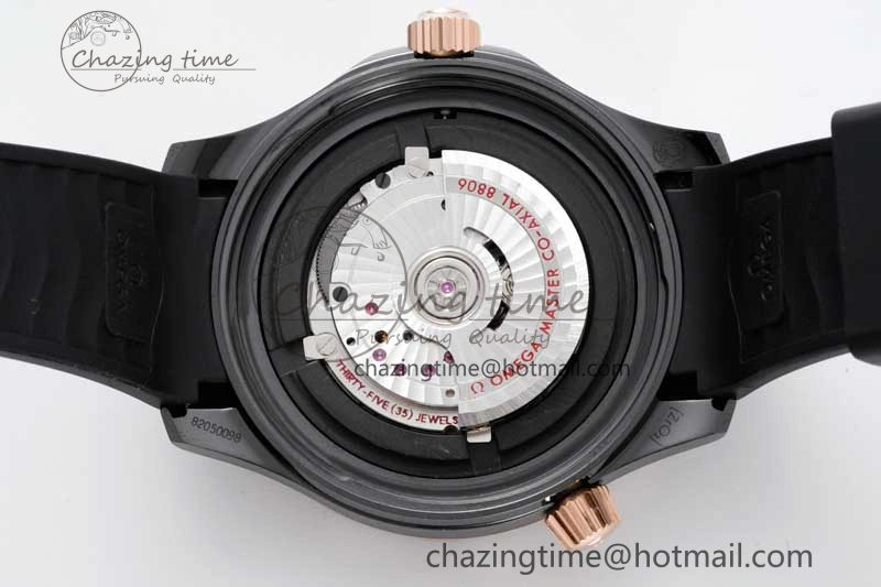 Seamaster Diver 300M ORF 1:1 Best Edition Black Ceramic Black Dial on Black Rubber Strap A8806