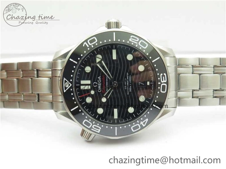 Seamaster Diver 300M ORF 1:1 Best Edition Black Ceramic Black Dial on SS Bracelet A8800