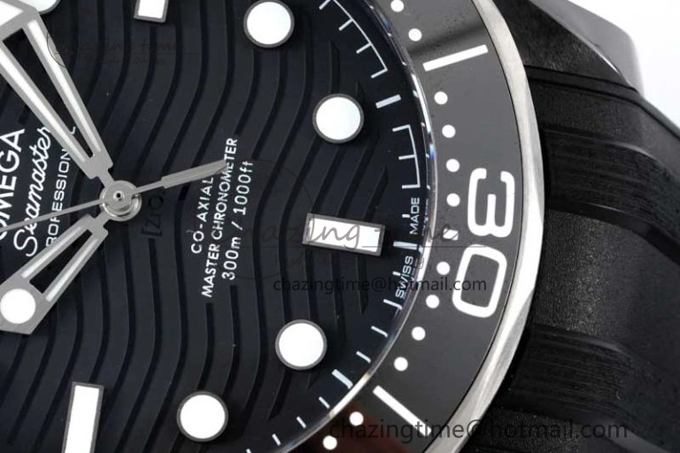 Seamaster Diver 300M ORF 1:1 Best Edition Black Ceramic  TI Black Dial on Black Rubber Strap A8806