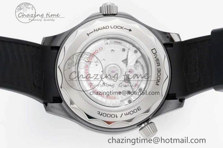 Seamaster Diver 300M ORF 1:1 Best Edition Black Ceramic  TI Black Dial on Black Rubber Strap A8806