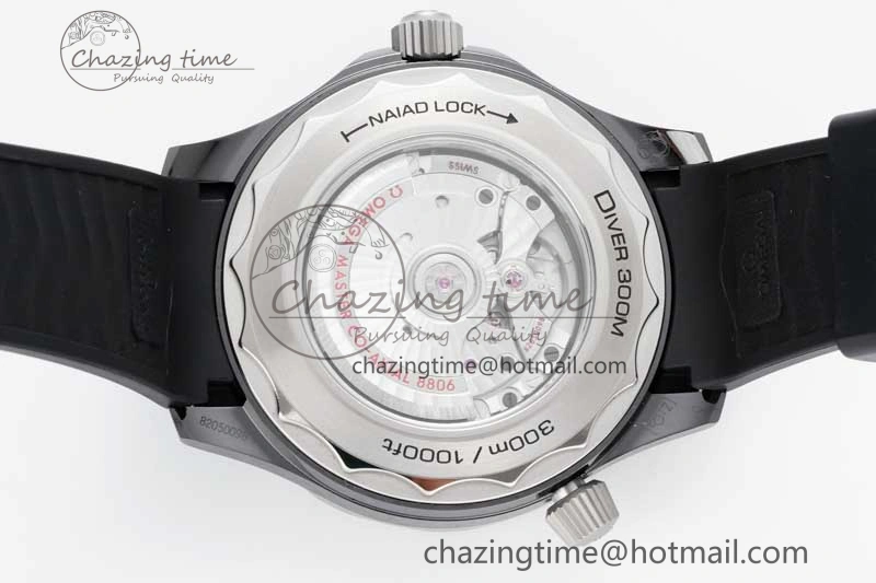 Seamaster Diver 300M ORF 1:1 Best Edition Black Ceramic  TI Black Dial on Black Rubber Strap A8806