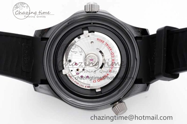 Seamaster Diver 300M ORF 1:1 Best Edition Black Ceramic  TI Black Dial on Black Rubber Strap A8806