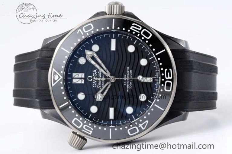 Seamaster Diver 300M ORF 1:1 Best Edition Black Ceramic  TI Black Dial on Black Rubber Strap A8806