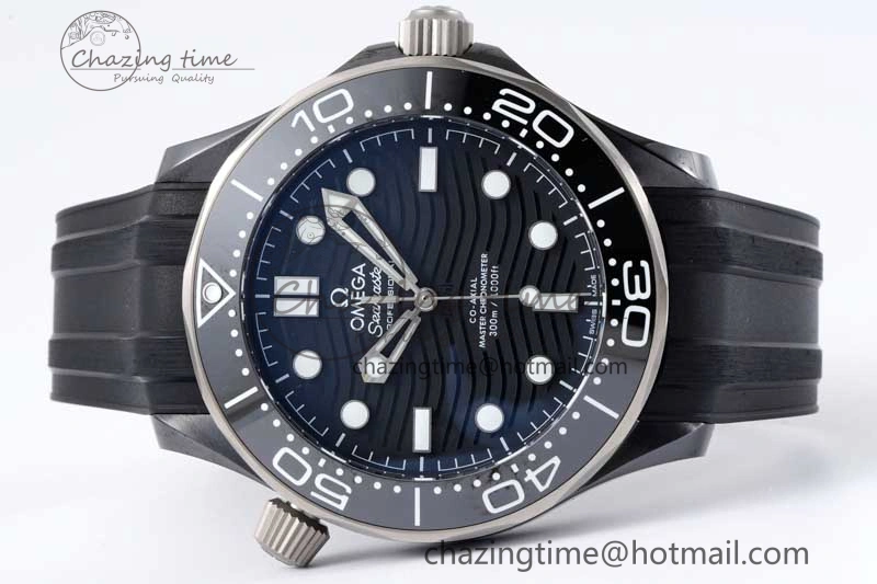 Seamaster Diver 300M ORF 1:1 Best Edition Black Ceramic  TI Black Dial on Black Rubber Strap A8806