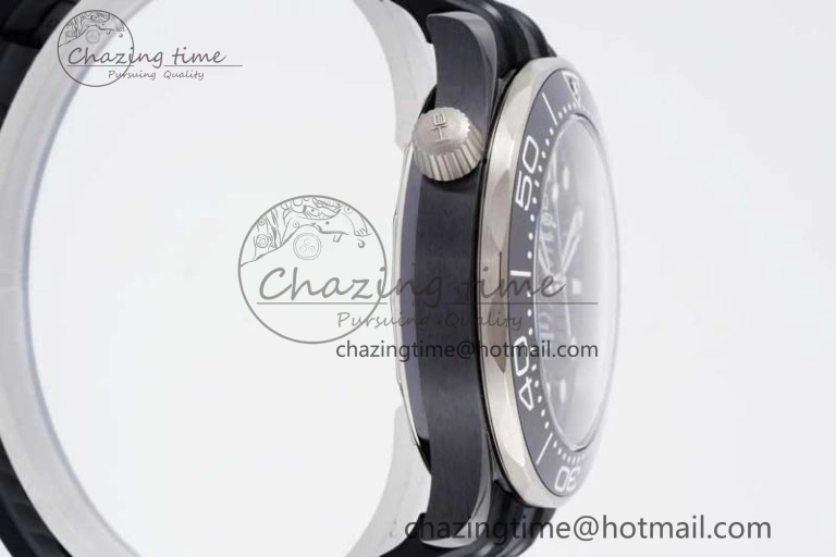 Seamaster Diver 300M ORF 1:1 Best Edition Black Ceramic  TI Black Dial on Black Rubber Strap A8806