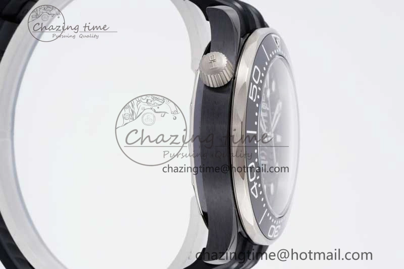 Seamaster Diver 300M ORF 1:1 Best Edition Black Ceramic  TI Black Dial on Black Rubber Strap A8806