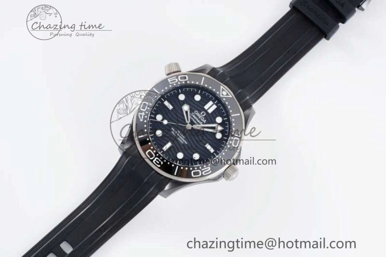 Seamaster Diver 300M ORF 1:1 Best Edition Black Ceramic  TI Black Dial on Black Rubber Strap A8806