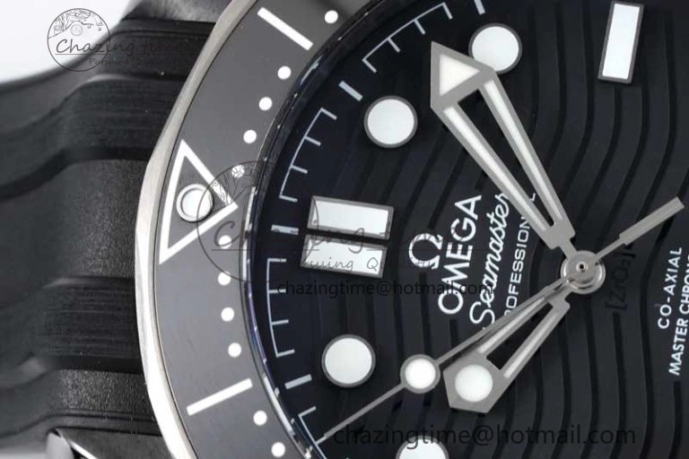 Seamaster Diver 300M ORF 1:1 Best Edition Black Ceramic  TI Black Dial on Black Rubber Strap A8806