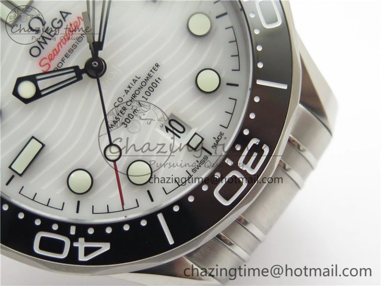 Seamaster Diver 300M ORF 1:1 Best Edition Black Ceramic White Dial on SS Bracelet A8800