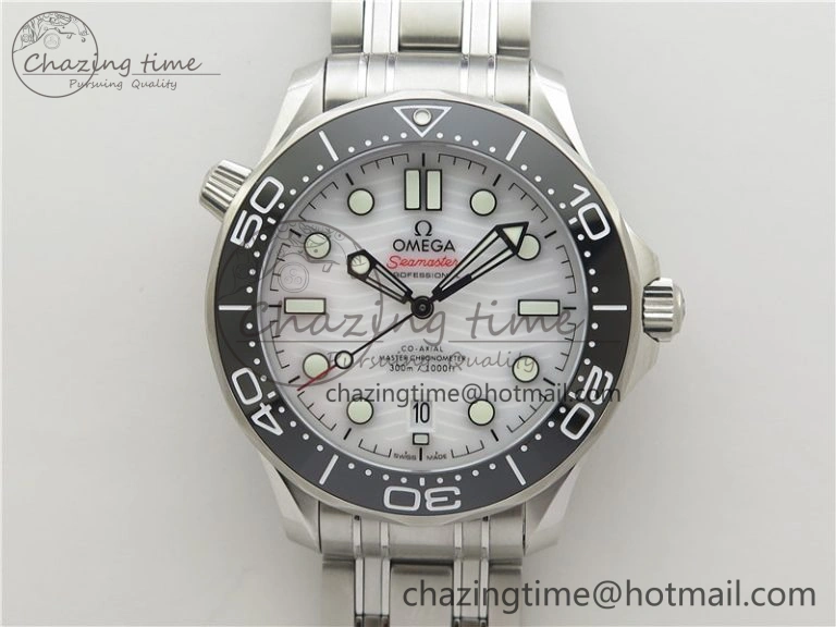 Seamaster Diver 300M ORF 1:1 Best Edition Black Ceramic White Dial on SS Bracelet A8800