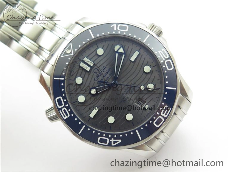 Seamaster Diver 300M ORF 1:1 Best Edition Blue Ceramic Gray Dial on SS Bracelet A8800