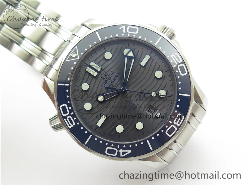 Seamaster Diver 300M ORF 1:1 Best Edition Blue Ceramic Gray Dial on SS Bracelet A8800