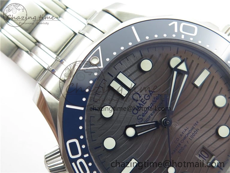 Seamaster Diver 300M ORF 1:1 Best Edition Blue Ceramic Gray Dial on SS Bracelet A8800
