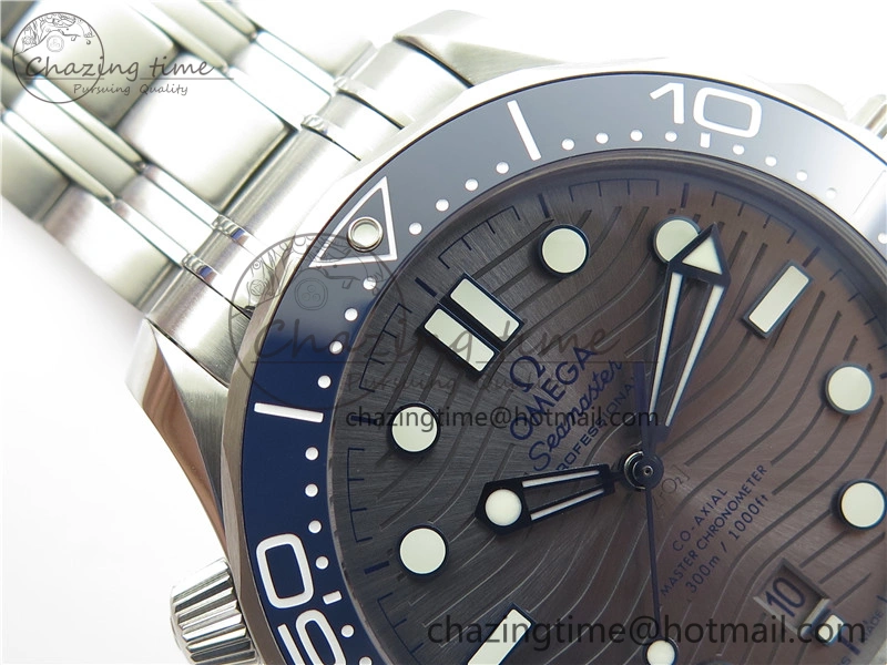 Seamaster Diver 300M ORF 1:1 Best Edition Blue Ceramic Gray Dial on SS Bracelet A8800