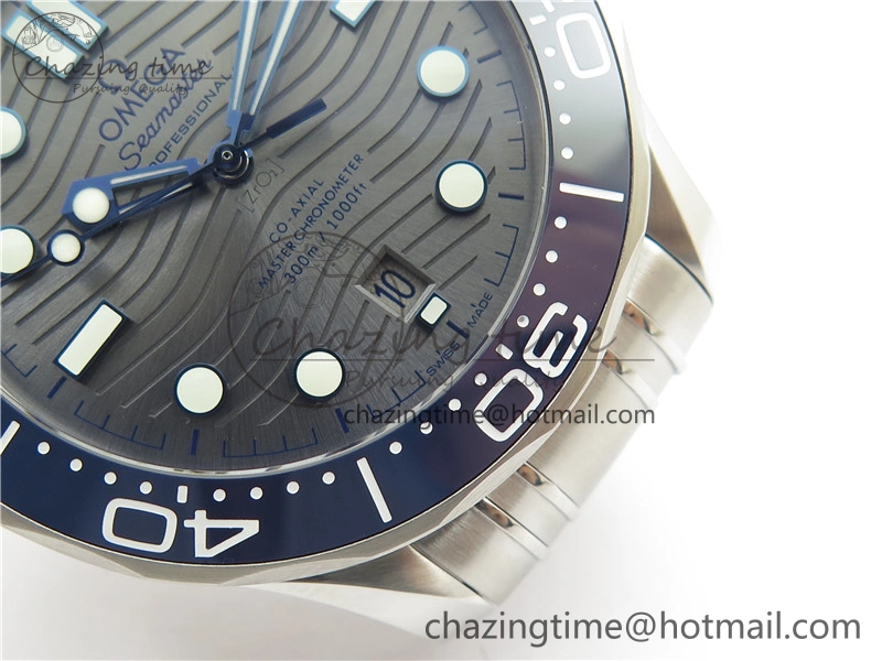 Seamaster Diver 300M ORF 1:1 Best Edition Blue Ceramic Gray Dial on SS Bracelet A8800