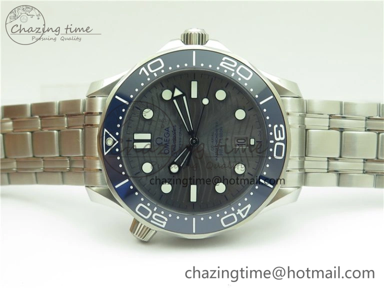 Seamaster Diver 300M ORF 1:1 Best Edition Blue Ceramic Gray Dial on SS Bracelet A8800