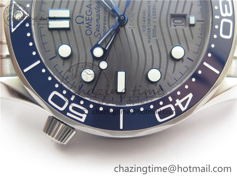 Seamaster Diver 300M ORF 1:1 Best Edition Blue Ceramic Gray Dial on SS Bracelet A8800