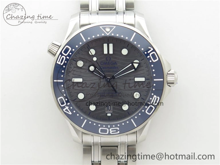 Seamaster Diver 300M ORF 1:1 Best Edition Blue Ceramic Gray Dial on SS Bracelet A8800