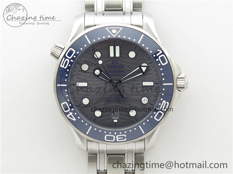 Seamaster Diver 300M ORF 1:1 Best Edition Blue Ceramic Gray Dial on SS Bracelet A8800
