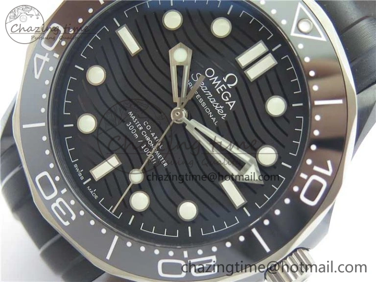 Seamaster Diver 300M Real Ceramic Case VSF 1:1 Best Edition on Black Rubber Strap A8806 (Free Nato)