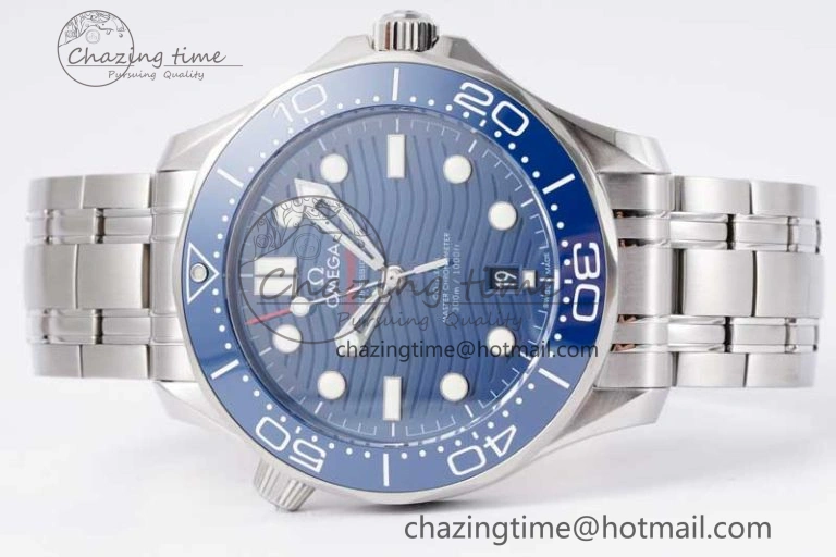 Seamaster Diver 300M SS Blue Ceramic Bezel JVSF 1:1 Best Edition Blue Dial on SS Bracelet A2824