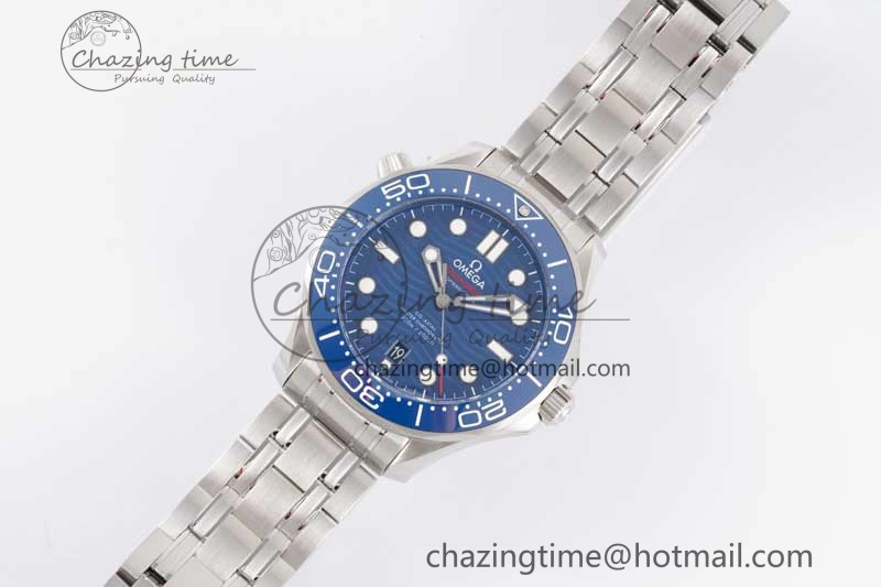 Seamaster Diver 300M SS Blue Ceramic Bezel JVSF 1:1 Best Edition Blue Dial on SS Bracelet A2824