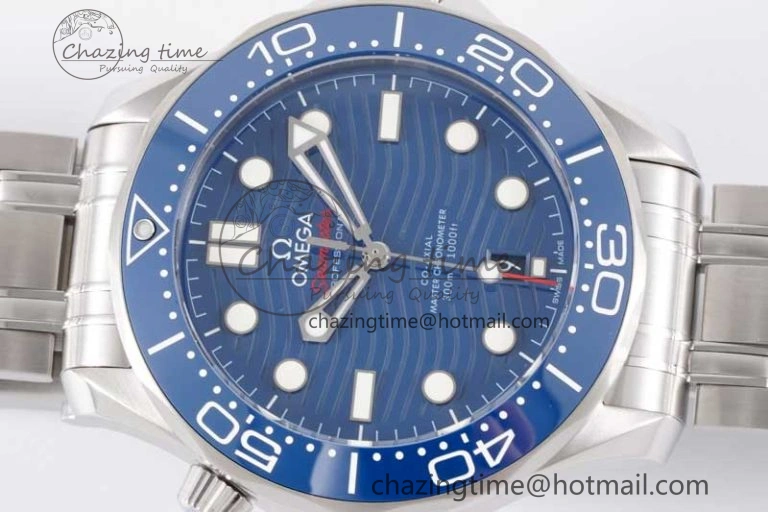 Seamaster Diver 300M SS Blue Ceramic Bezel JVSF 1:1 Best Edition Blue Dial on SS Bracelet A2824