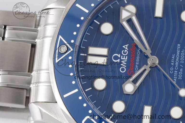 Seamaster Diver 300M SS Blue Ceramic Bezel JVSF 1:1 Best Edition Blue Dial on SS Bracelet A2824