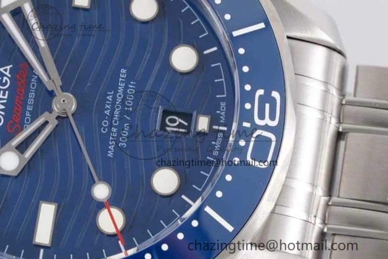 Seamaster Diver 300M SS Blue Ceramic Bezel JVSF 1:1 Best Edition Blue Dial on SS Bracelet A2824
