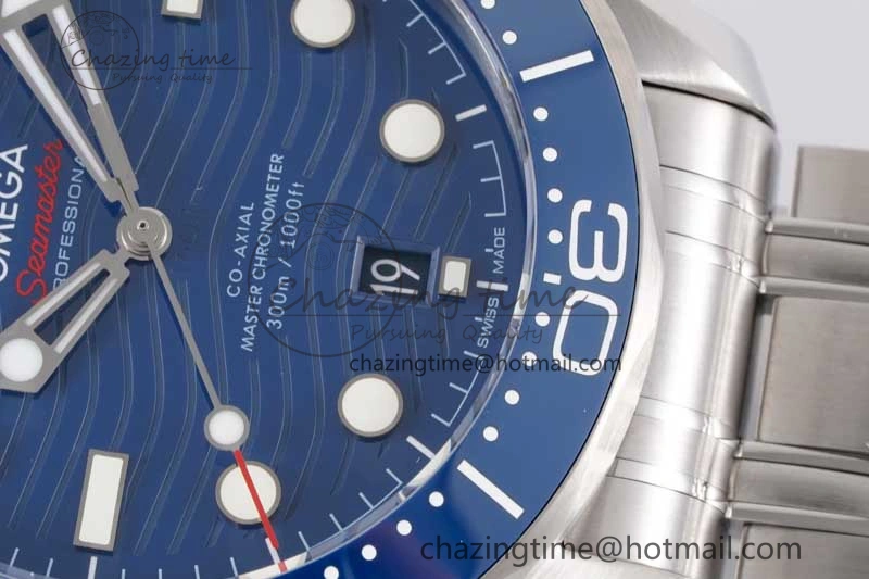 Seamaster Diver 300M SS Blue Ceramic Bezel JVSF 1:1 Best Edition Blue Dial on SS Bracelet A2824