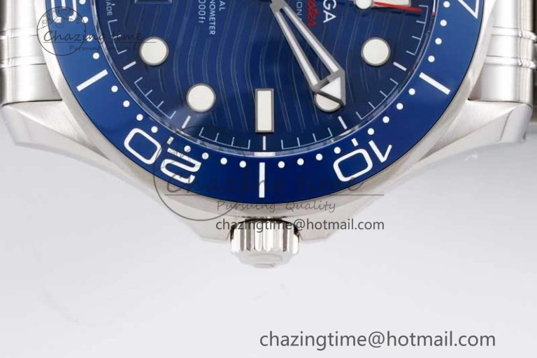 Seamaster Diver 300M SS Blue Ceramic Bezel JVSF 1:1 Best Edition Blue Dial on SS Bracelet A2824