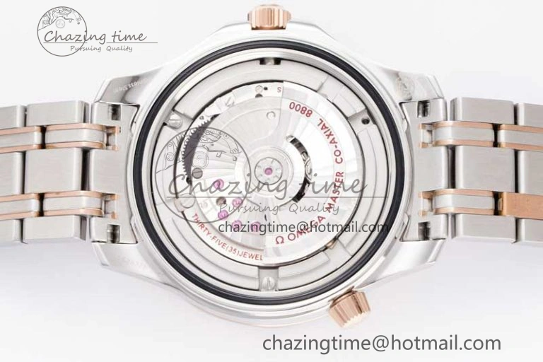 Seamaster Diver 300M SS RG Black Ceramic Bezel JVSF 1:1 Best Edition Black Dial on SS RG Bracelet A2824