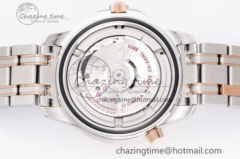 Seamaster Diver 300M SS RG Black Ceramic Bezel JVSF 1:1 Best Edition Black Dial on SS RG Bracelet A2824