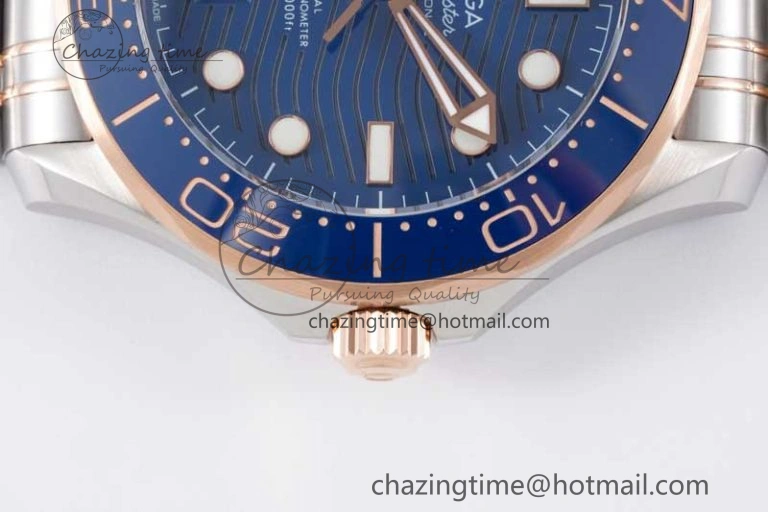 Seamaster Diver 300M SS RG Blue Ceramic Bezel JVSF 1:1 Best Edition Blue Dial on SS RG Bracelet A2824