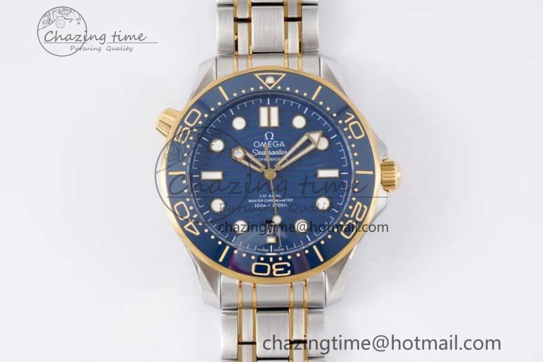Seamaster Diver 300M SS YG Blue Ceramic Bezel JVSF 1:1 Best Edition Blue Dial on SS YG Bracelet A2824