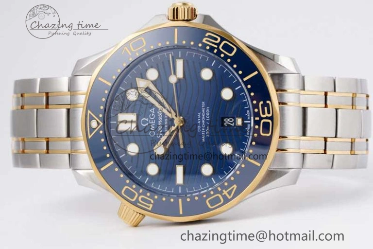 Seamaster Diver 300M SS YG Blue Ceramic Bezel JVSF 1:1 Best Edition Blue Dial on SS YG Bracelet A2824