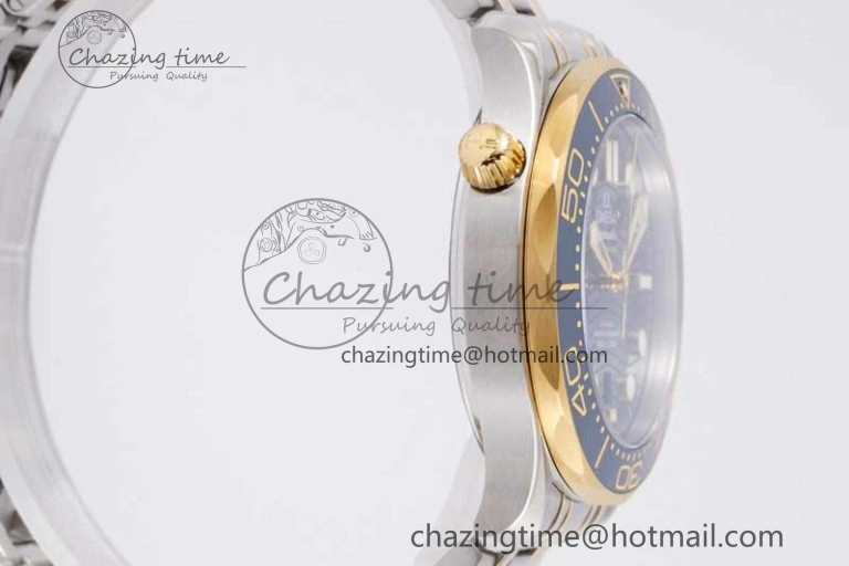 Seamaster Diver 300M SS YG Blue Ceramic Bezel JVSF 1:1 Best Edition Blue Dial on SS YG Bracelet A2824