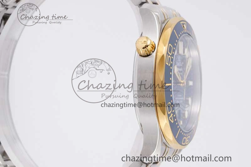 Seamaster Diver 300M SS YG Blue Ceramic Bezel JVSF 1:1 Best Edition Blue Dial on SS YG Bracelet A2824