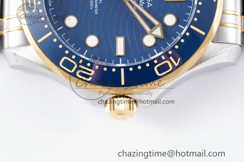 Seamaster Diver 300M SS YG Blue Ceramic Bezel JVSF 1:1 Best Edition Blue Dial on SS YG Bracelet A2824