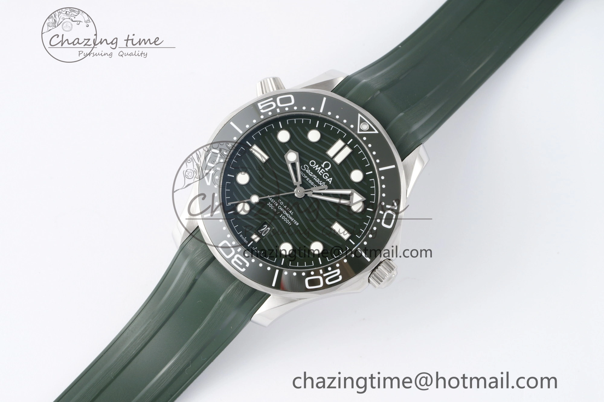 Seamaster Diver 300M VSF 1:1 Best Edition Green Ceramic Green Dial on Green Rubber Strap A8800 V2