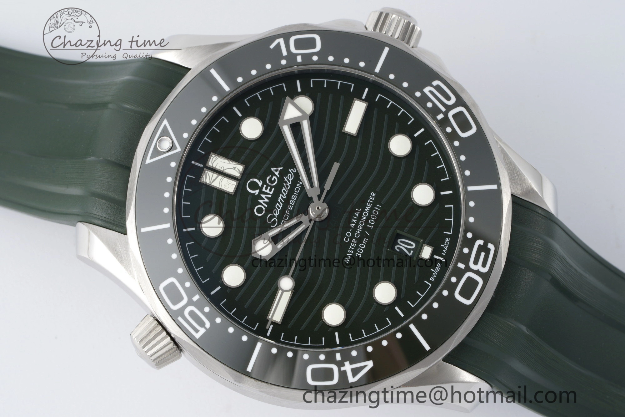 Seamaster Diver 300M VSF 1:1 Best Edition Green Ceramic Green Dial on Green Rubber Strap A8800 V2