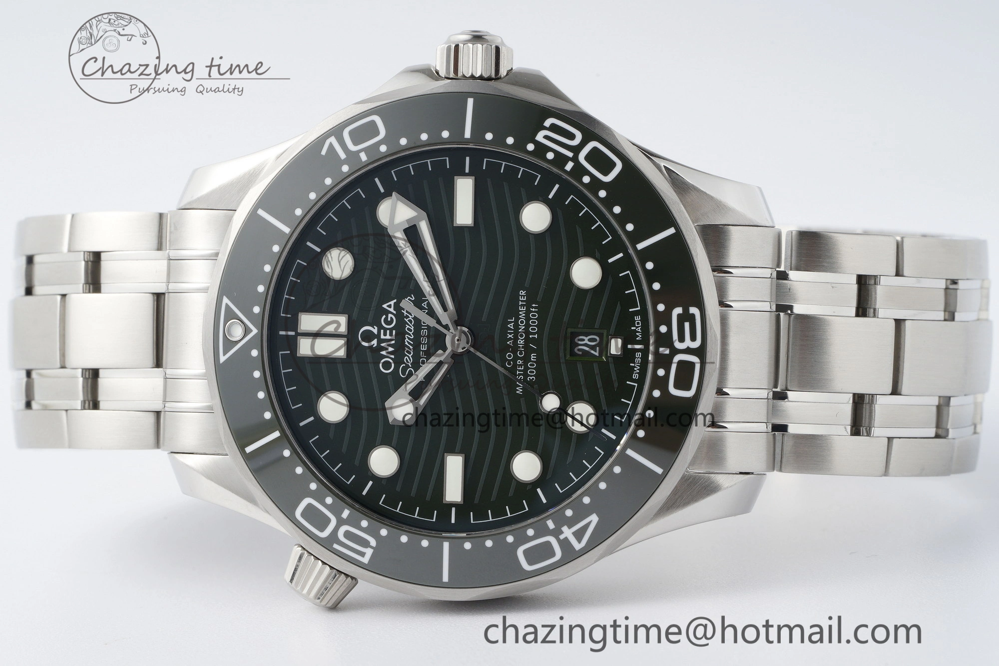 Seamaster Diver 300M VSF 1:1 Best Edition Green Ceramic Green Dial on SS Bracelet A8800 V2