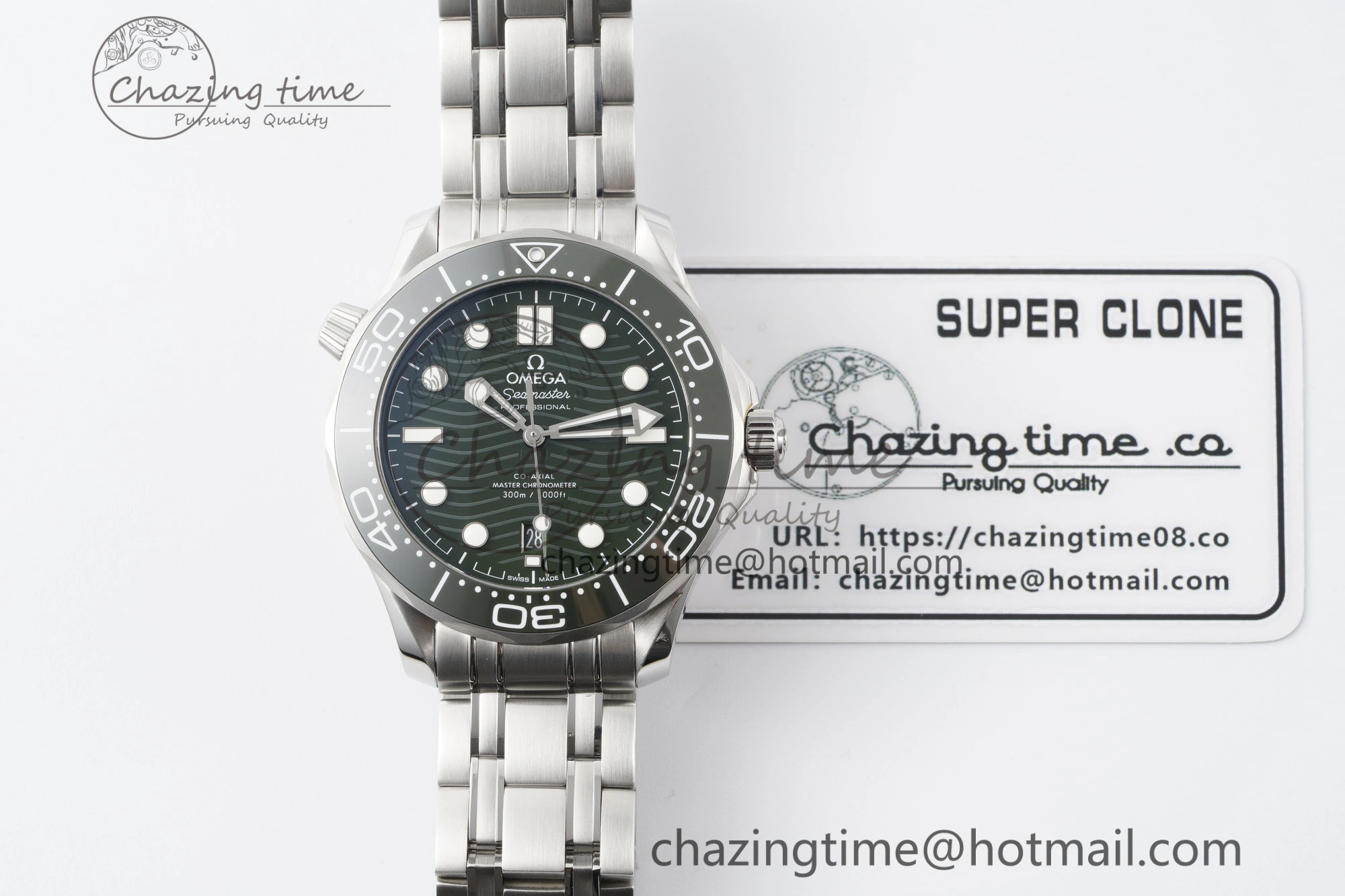 Seamaster Diver 300M VSF 1:1 Best Edition Green Ceramic Green Dial on SS Bracelet A8800 V2