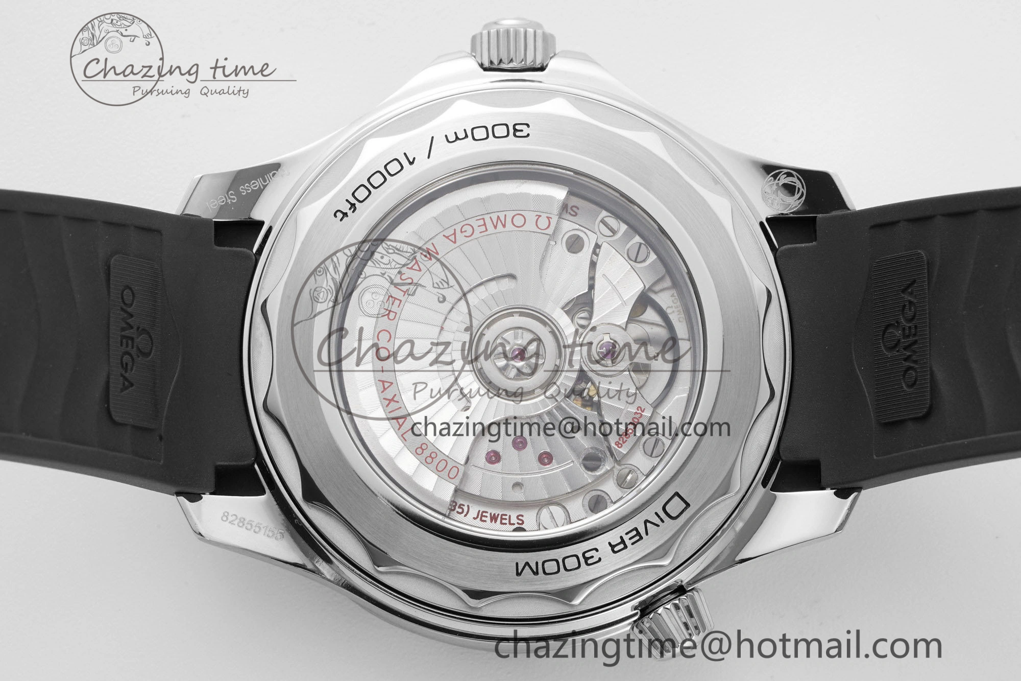 Seamaster Diver 300M ZF 1:1 Best Edition Black Ceramic Black Dial on Black Rubber Strap A8800